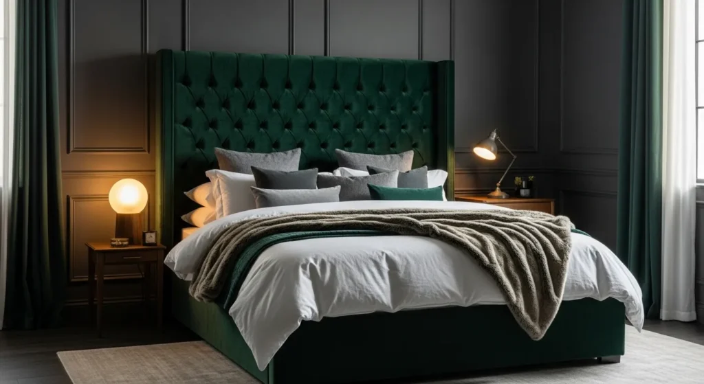 Cozy bedroom with statement headboard