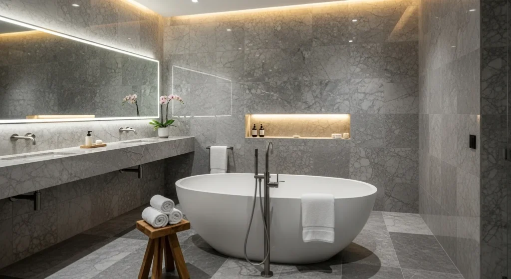 Gray marble bathroom with luxury finish