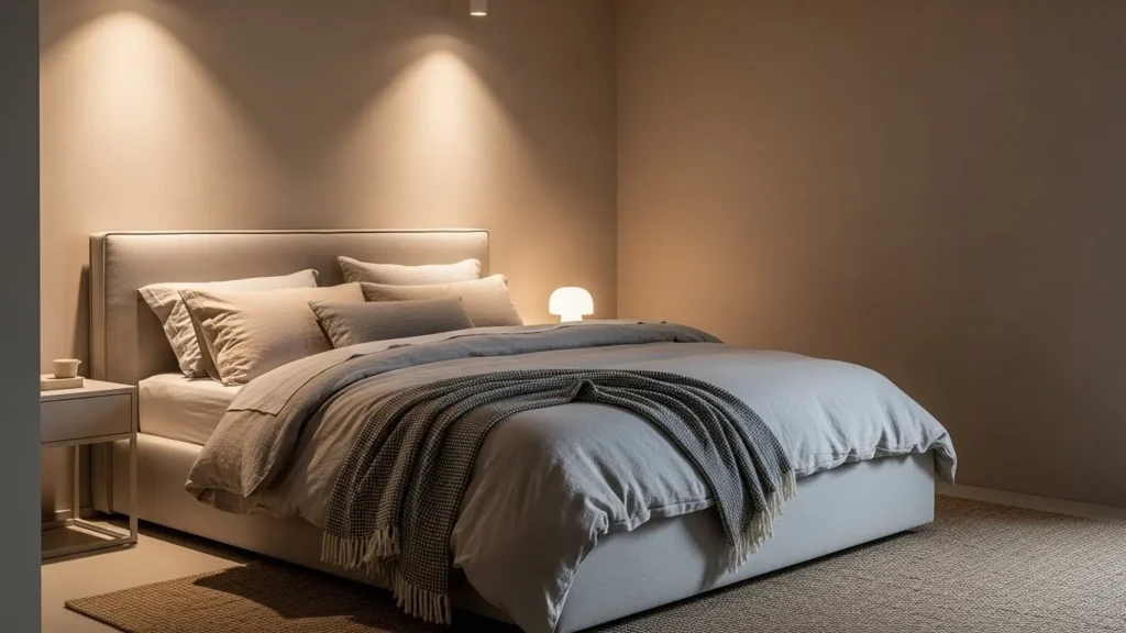 Relaxing bedroom interior with neutral tones