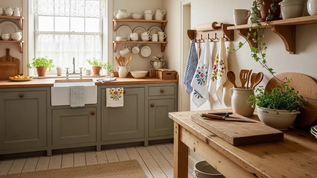 Old-fashioned cottagecore kitchen styling