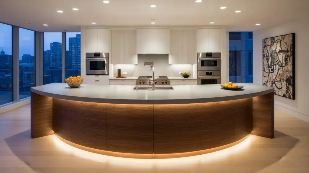 Curved modern kitchen island design