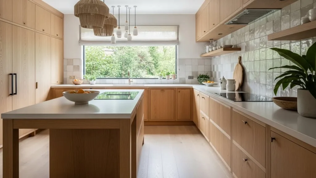 Natural flooring in organic modern kitchen