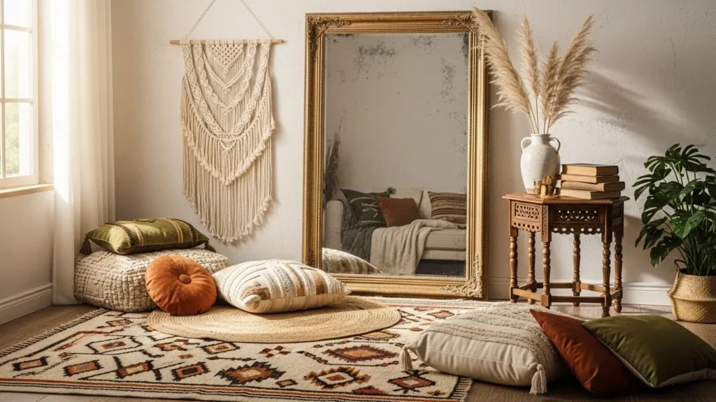 Vintage furniture adding character to boho home