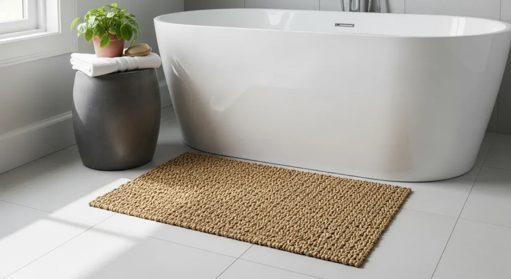 Woven bathroom mat