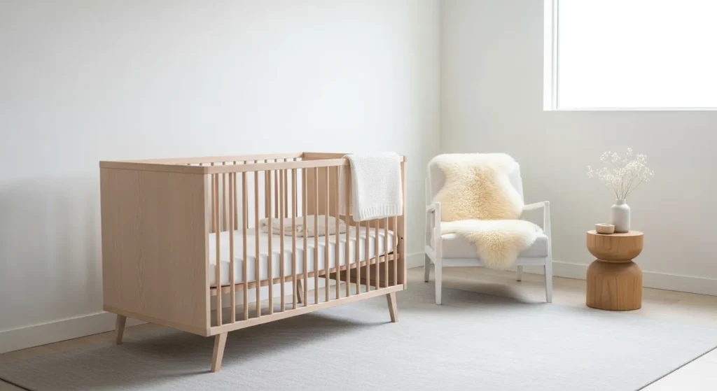 Minimalist wooden crib design for nursery