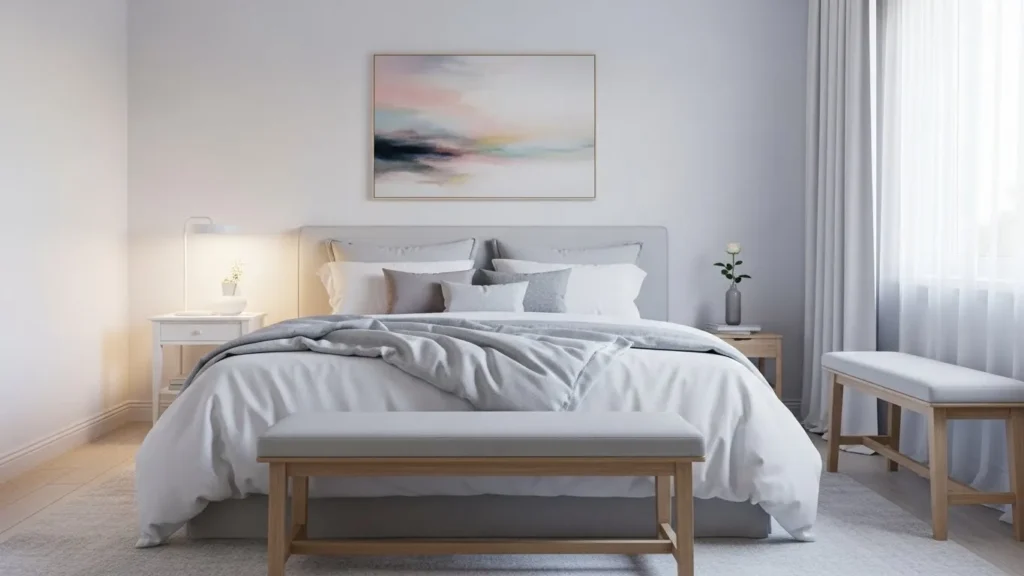 Minimalist romantic bedroom with calm decor