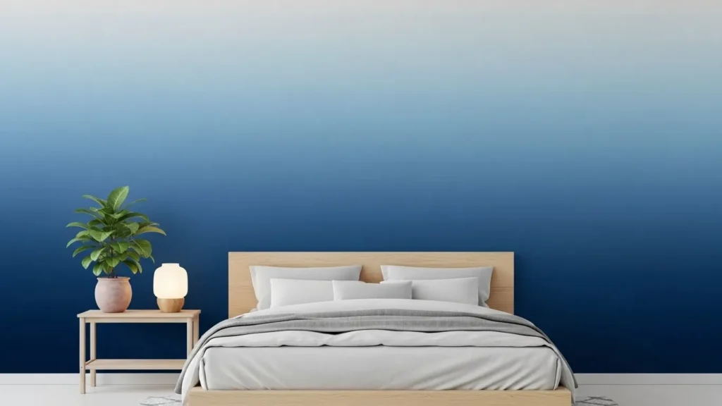 Ombre blue wall paint DIY decor idea