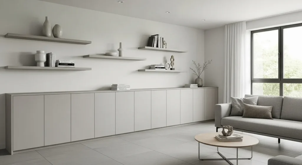 Smart storage solutions in contemporary living room