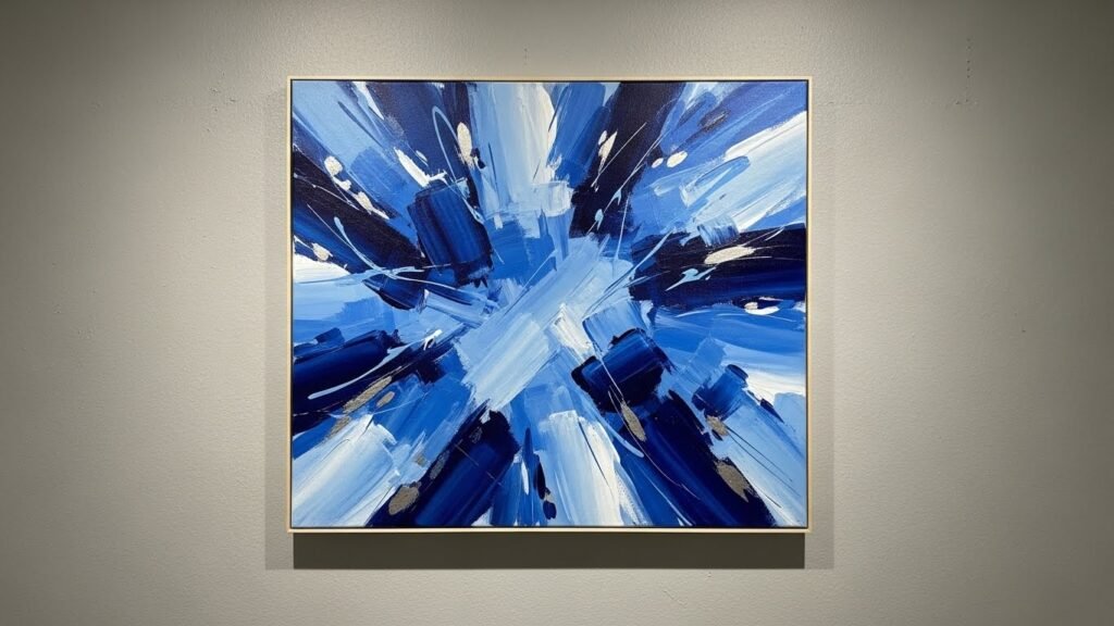 Abstract blue canvas art DIY wall decor