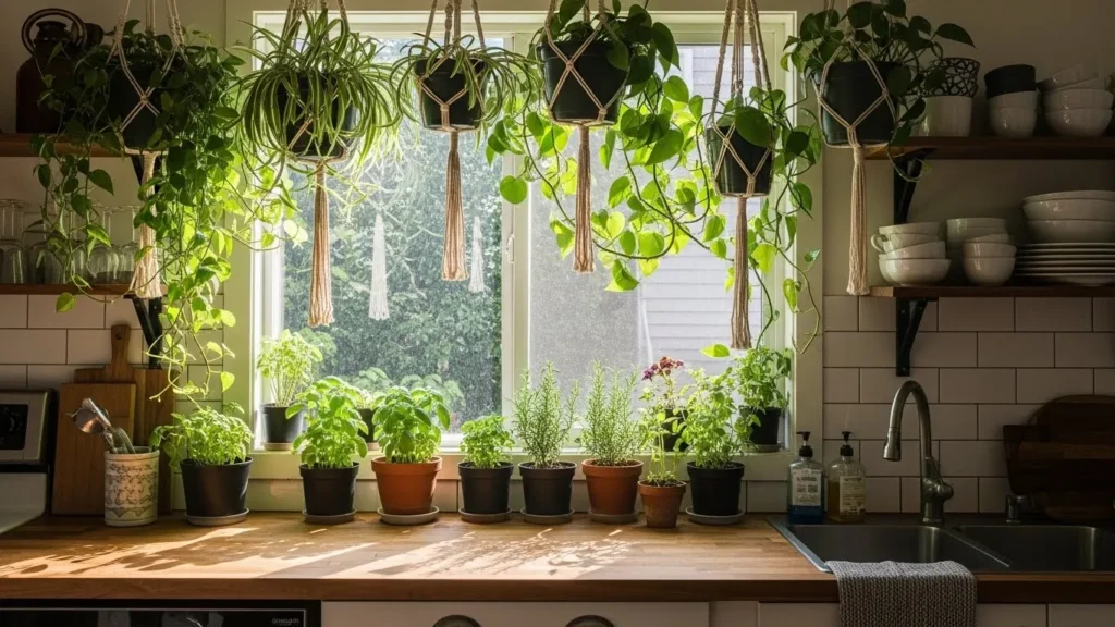 Greenery in Organic Modern Kitchen