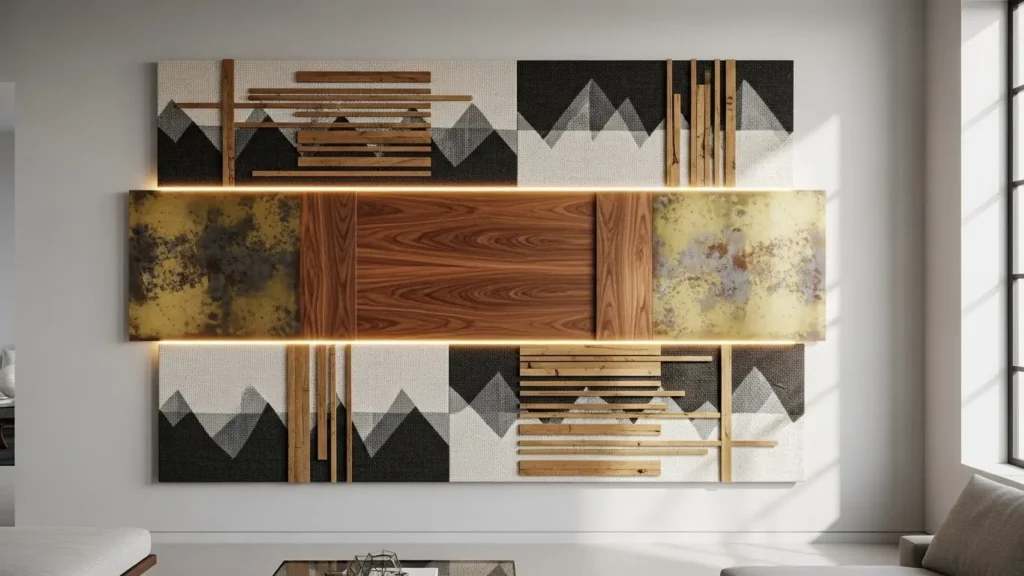 mixed material wall decor ideas