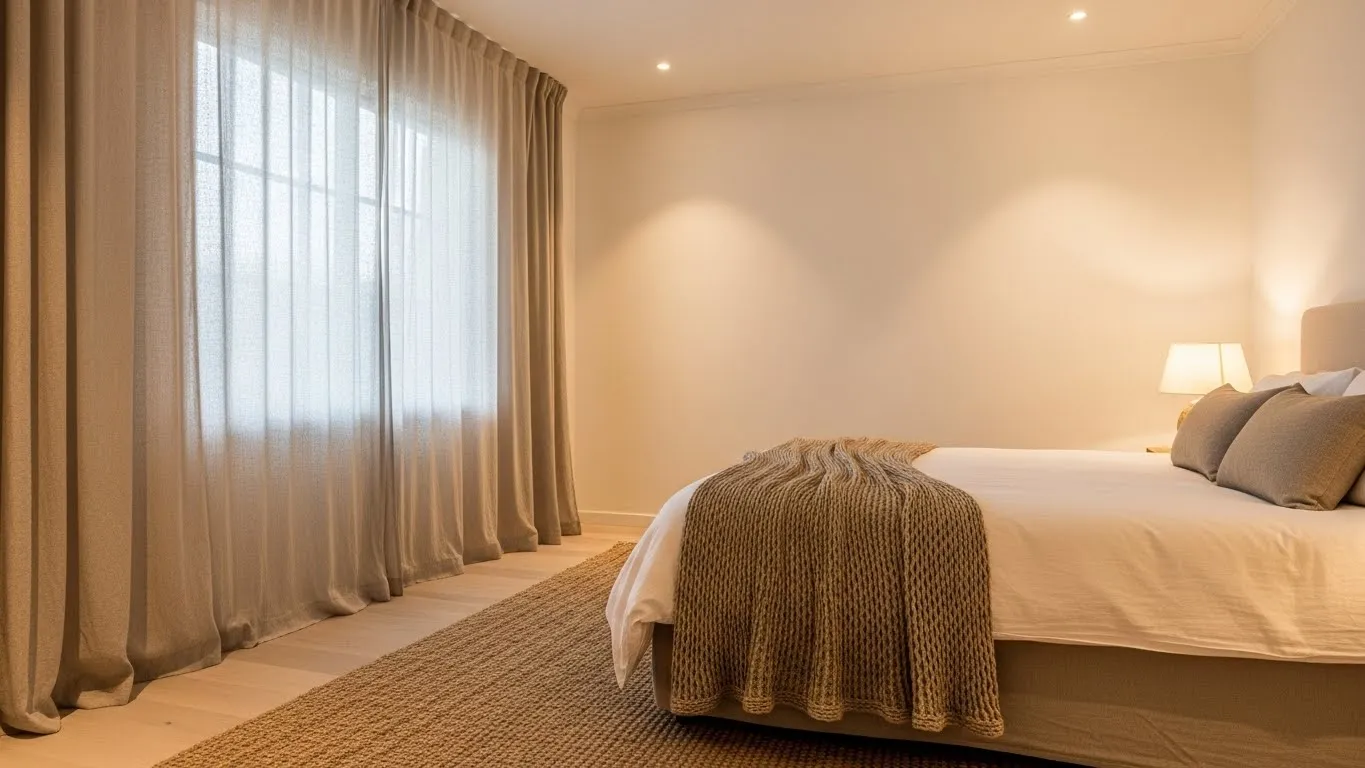 “Cozy organic modern bedroom with wooden furniture, plants, and earthy tones, budget-friendly decor ideas.”