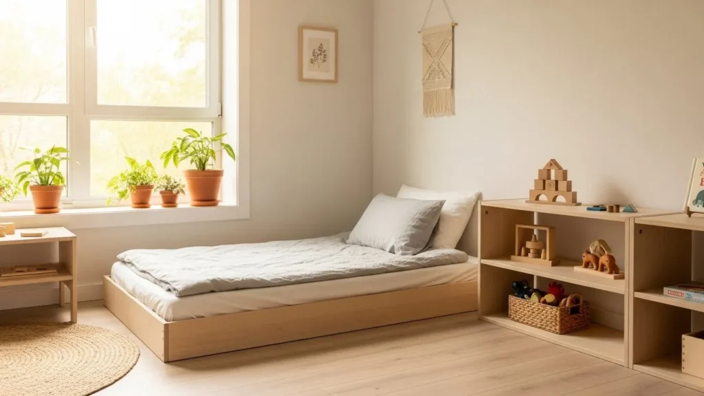 Montessori nursery layout encouraging independence