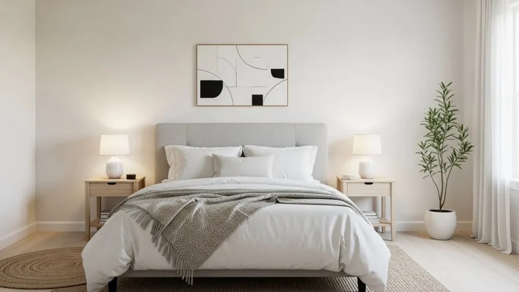 Simple and clutter-free guest bedroom decor