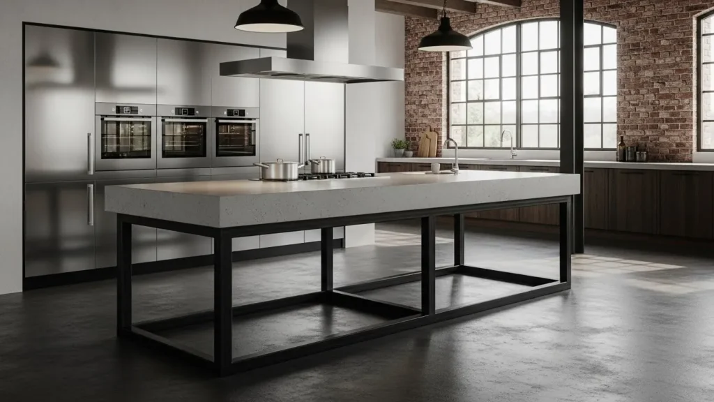 Industrial style modern kitchen island