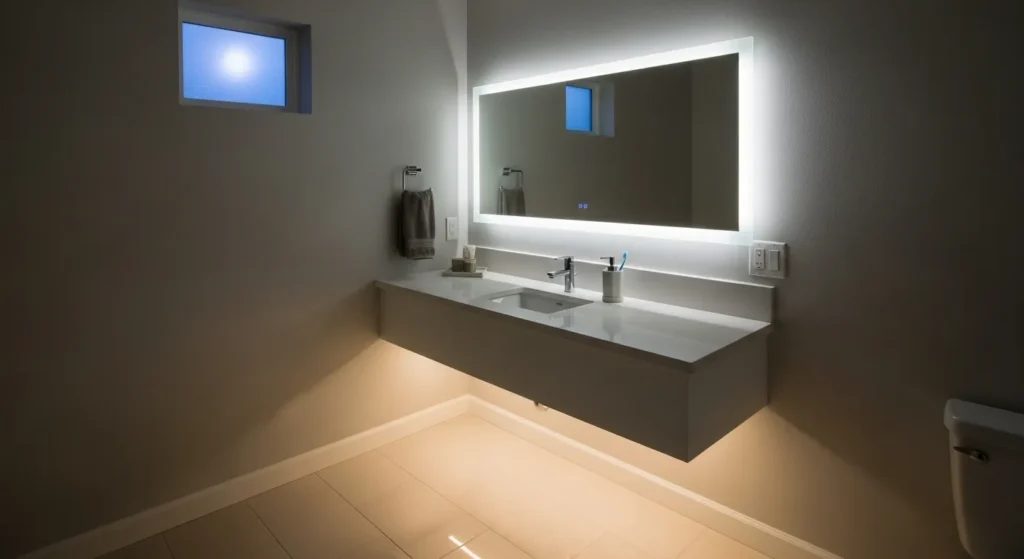 Night lighting in boys bathroom