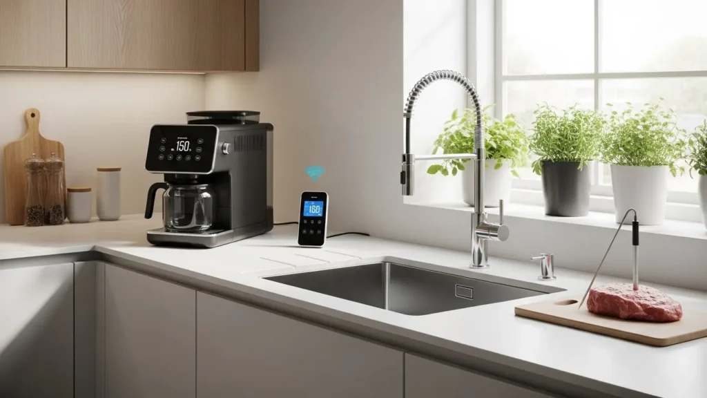 Kitchen with smart gadgets and appliances
