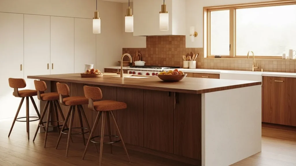 Mid century modern bar stools in kitchen