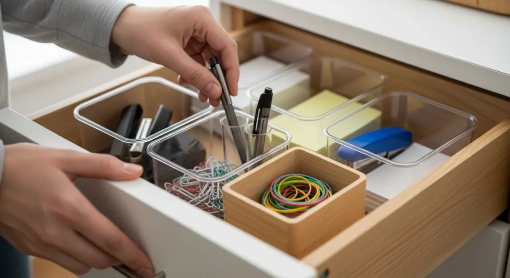 Organizing one drawer using simple storage containers