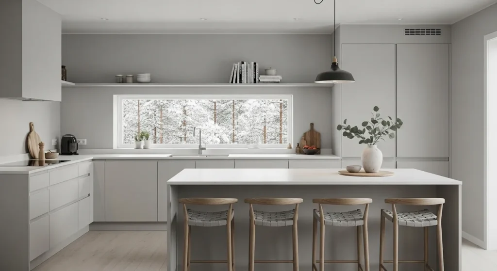 White oak kitchen cabinets Scandinavian style
