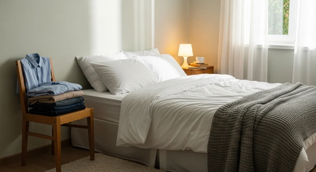 Quick bedroom reset without folding clothes