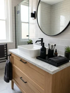 Black bathroom accessories minimal