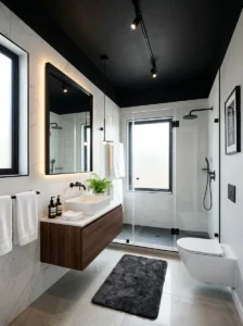 Black ceiling bathroom design