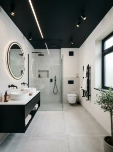 Black ceiling bathroom design
