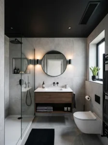 Black ceiling bathroom