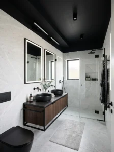 Black ceiling bathroom design