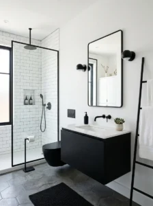 Black fixtures white bathroom
