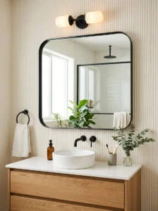 Matte black mirror bathroom
