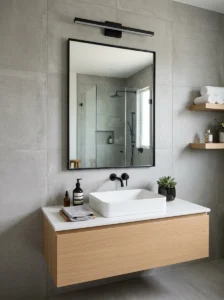 Thin black frame mirror bathroom