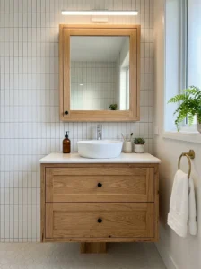 Multi-functional furniture maximizing small bathroom space