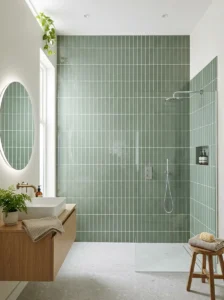 Vertical tiles making bathroom feel taller