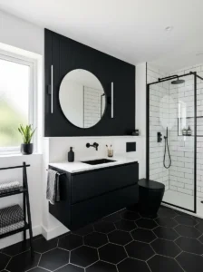 Black and white bathroom contrast design