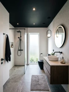 Matte black ceiling bathroom