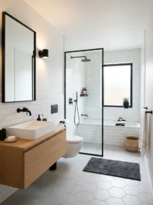 Minimal matte black decor bathroom