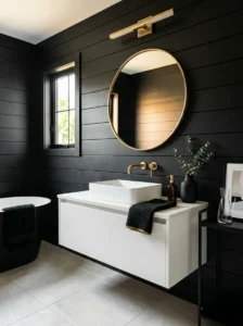 Black shiplap bathroom ideas with bold modern design