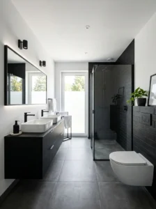 Black and white matte bathroom