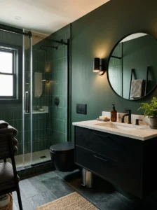 Dark green and black bathroom ideas with modern stylish design