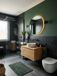 Green and black two tone bathroom