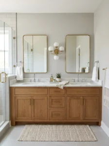 Double mirrors in shared bathroom