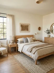 Light wood elements in modern bedroom decor
