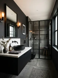 Black aesthetic bathroom ideas with clean modern design