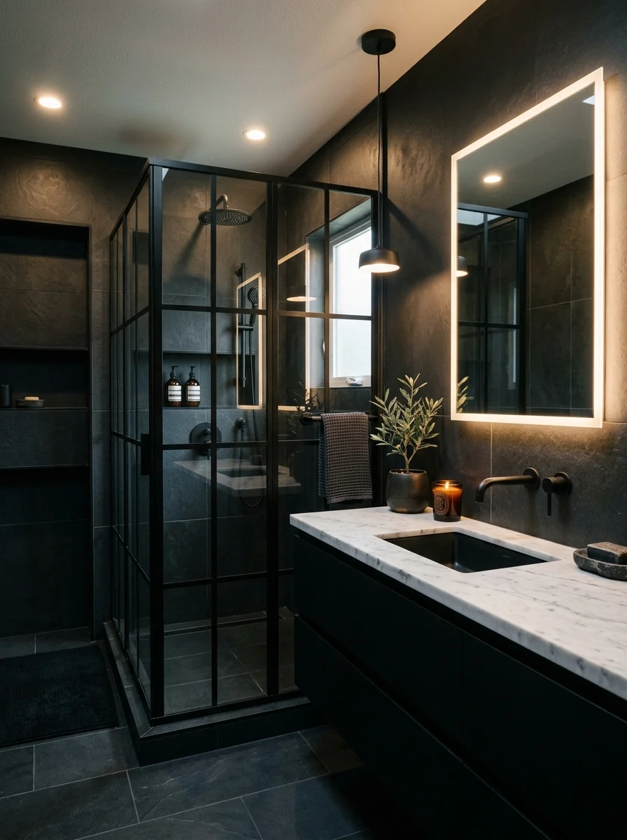 Matte black bathroom ideas with elegant modern design