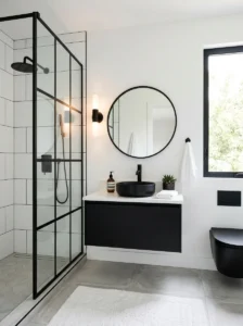 Black themed bathroom ideas with clean modern design