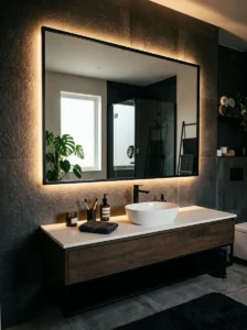 Black LED mirror bathroom