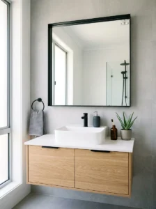 Rectangular black mirror bathroom