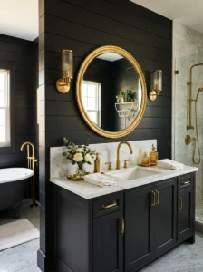 Black shiplap with gold accents